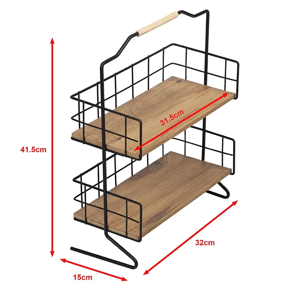 Étagère Sallingsund avec 2 surfaces de stockage pour salle de bain noir effet bois en.casa