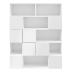 Étagère semi ouverte blanche brillante GoodHome Atomia H. 187,5 x L. 150 x P. 37 cm