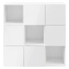 Étagère semi ouverte blanche 9 cases avec 6 portes GoodHome Atomia H. 112,5 x L. 112,5 x P. 37 cm