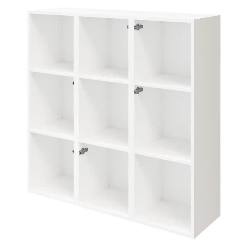 Étagère semi ouverte blanche 9 cases avec 6 portes GoodHome Atomia H. 112,5 x L. 112,5 x P. 37 cm