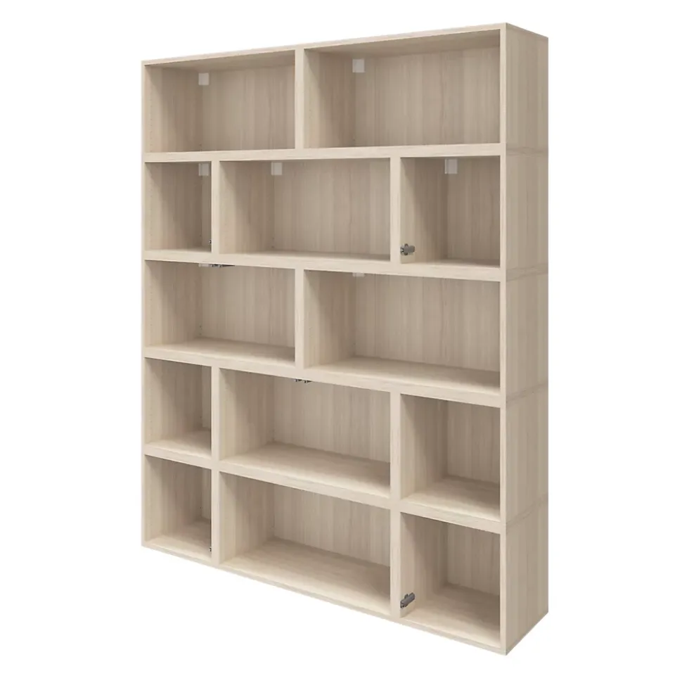 Étagère semi ouverte effet chêne GoodHome Atomia H. 187,5 x L. 150 x P. 37 cm