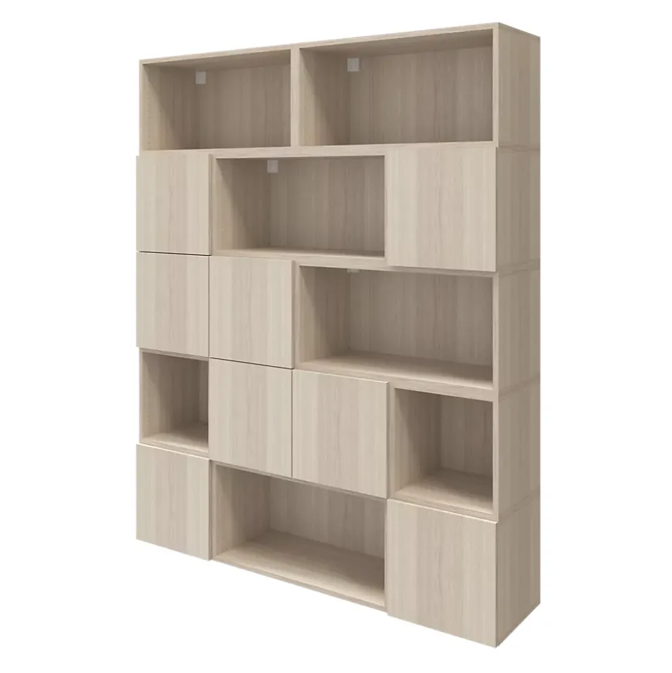 Étagère semi ouverte effet chêne GoodHome Atomia H. 187,5 x L. 150 x P. 37 cm