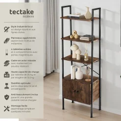 Étagère style industriel avec des pieds en plastique réglables en hauteur
