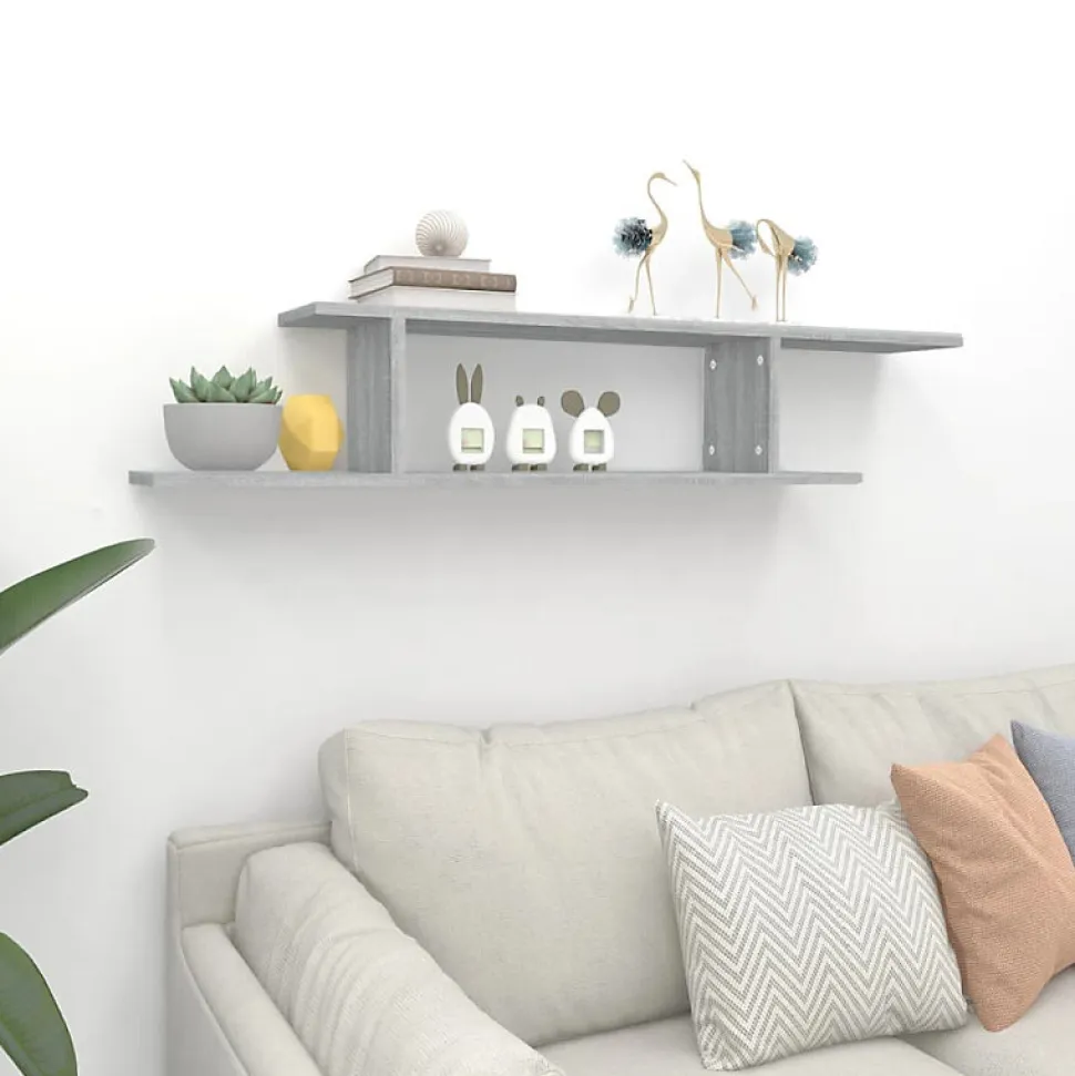 Étagère TV murale Sonoma gris 125x18x23 cm Bois d ingénierie
