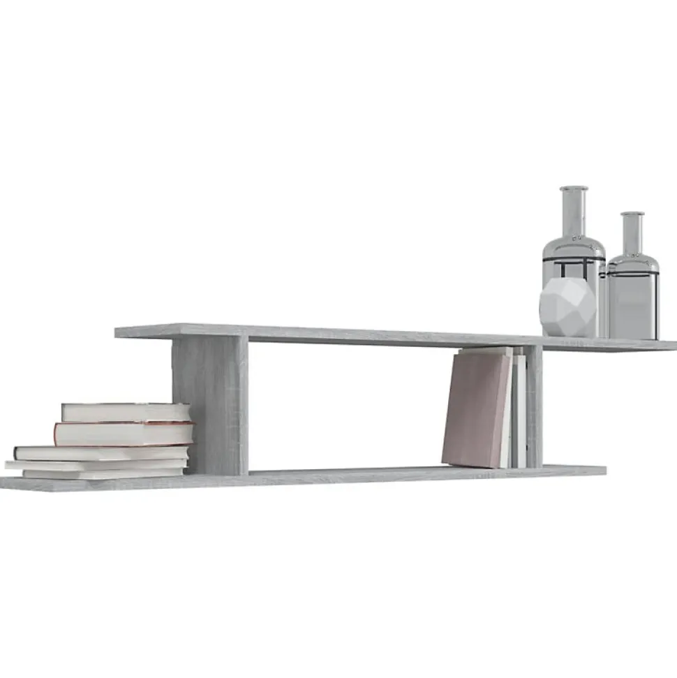 Étagère TV murale Sonoma gris 125x18x23 cm Bois d ingénierie