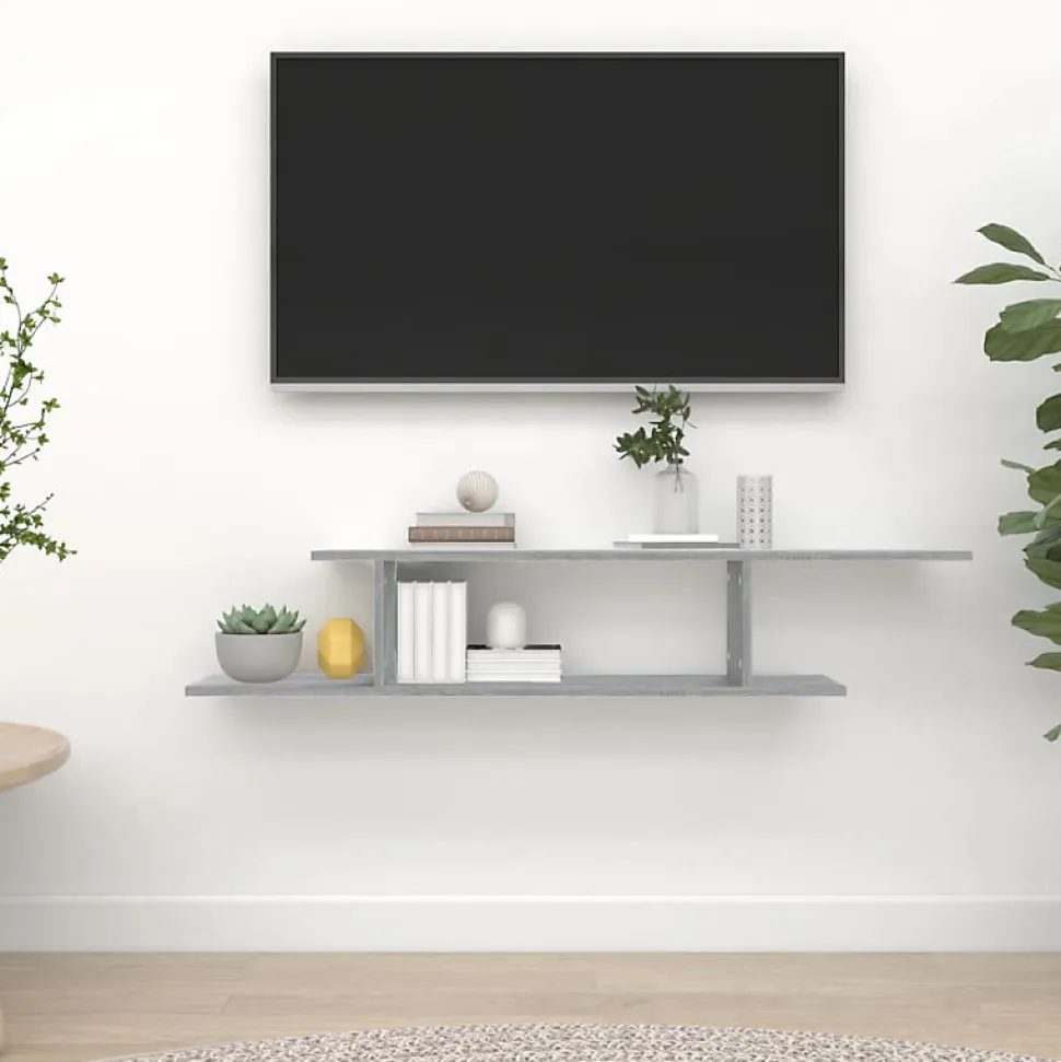 Étagère TV murale Sonoma gris 125x18x23 cm Bois d ingénierie