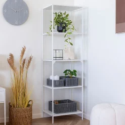 Étagère Vita - Étagère moderne avec 5 niveaux en cadre blanc 51x35x170 cm
