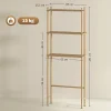Étagère WC 3 niveaux en bois naturel, meuble salle de bain gain de place avec système anti-basculement, style champêtre
