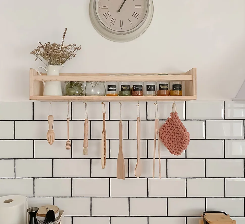 Étagères à épices en bois de pin 40cm