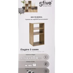 Étagères colonne 3 cases Effet chêne naturel Mix N' Modul - 5Five