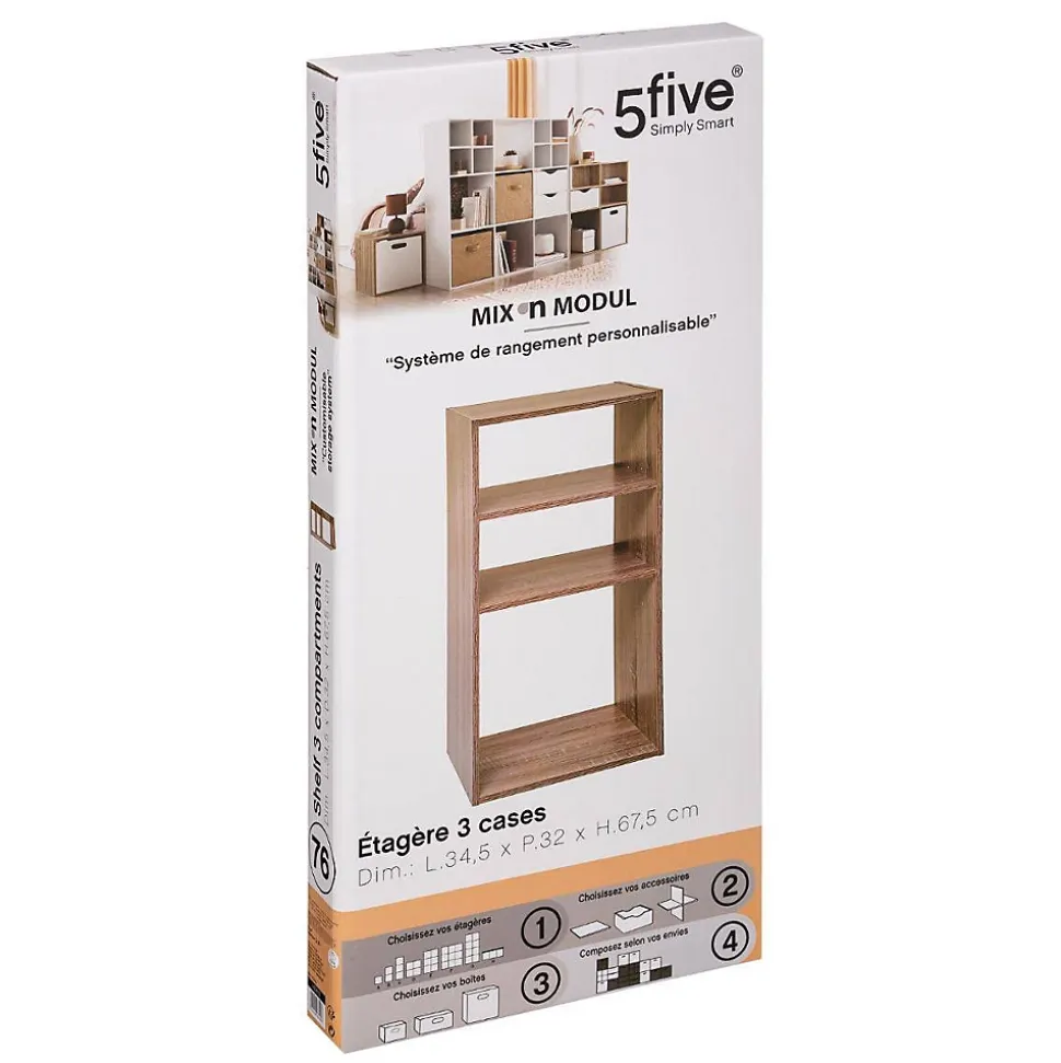 Étagères colonne 3 cases Effet chêne naturel Mix N' Modul - 5Five