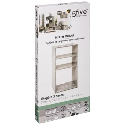 Étagères colonne 3 cases Effet chêne gris Mix N' Modul - 5Five