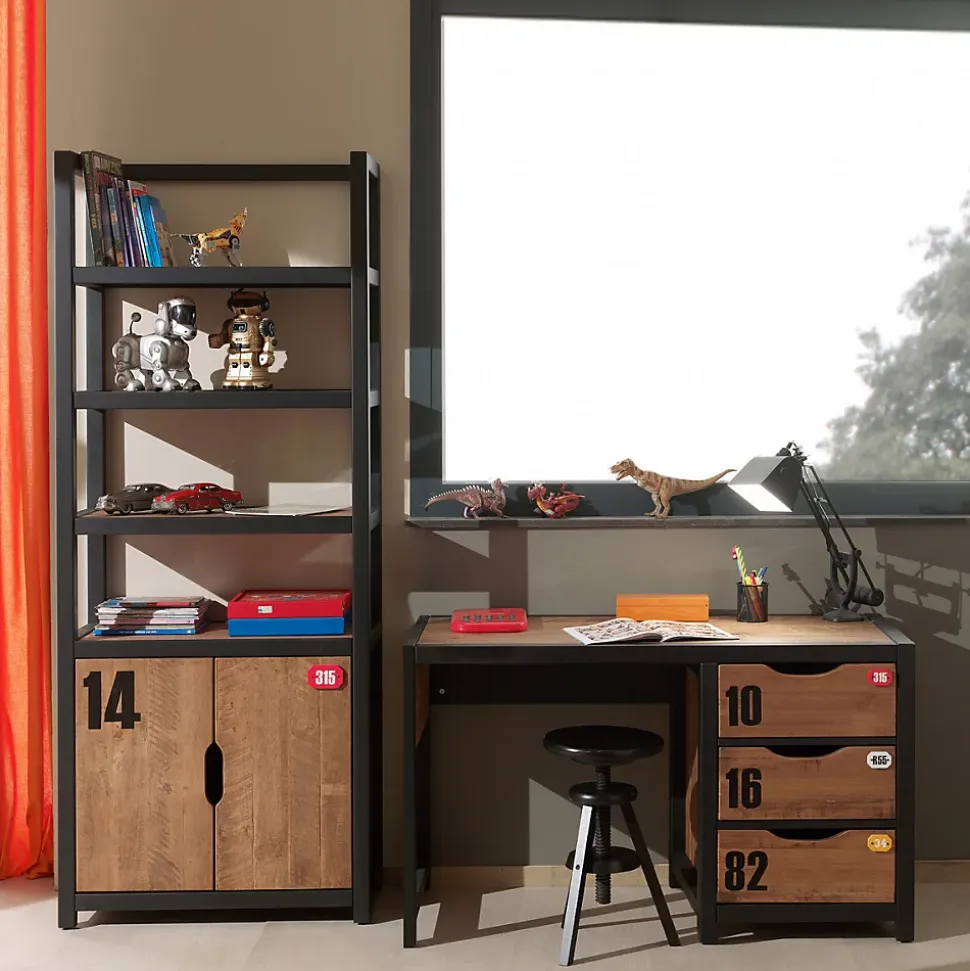 TCHAD - Pack Bureau + Bibliothèque en Pin Massif