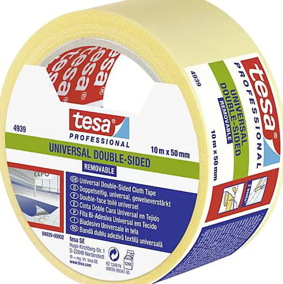 tesa 4939 ruban adhésif double-face amovible 50 mm x 10 m pour pose temporaire de revêtements de sol