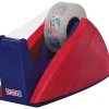 tesa Dérouleur de ruban adhésif 57421 pour rouleaux jusqu'à 33 m x 19 mm, couleurs rouge et bleu