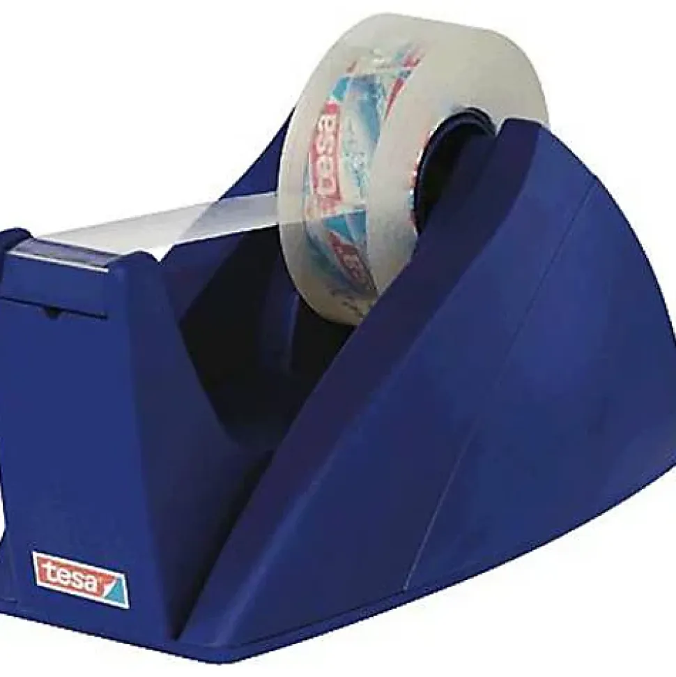tesa Dérouleur de ruban adhésif de bureau 57421 bleu royal pour rouleaux 19 mm - sans ruban