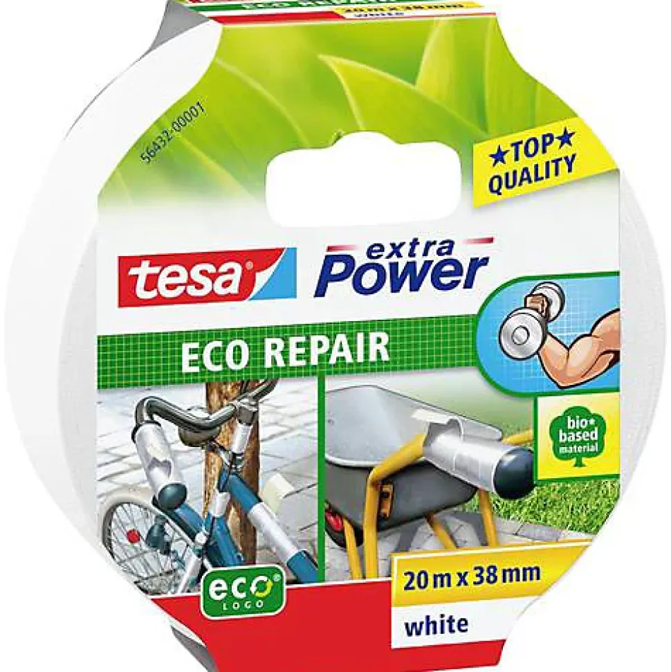 tesa ECO REPAIR 56432-00001-00 Ruban adhésif toile9 tesaae Extra Power 20 m x 38 mm, blanc