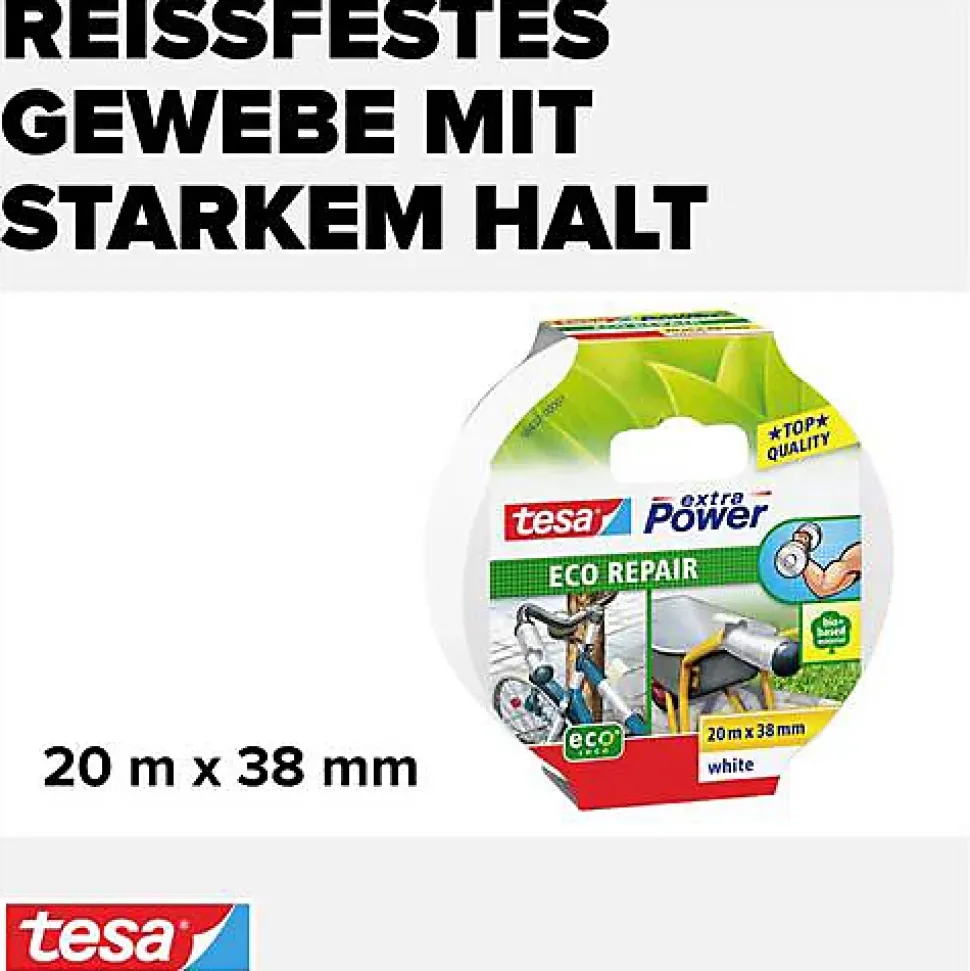 tesa ECO REPAIR 56432-00001-00 Ruban adhésif toile9 tesaae Extra Power 20 m x 38 mm, blanc