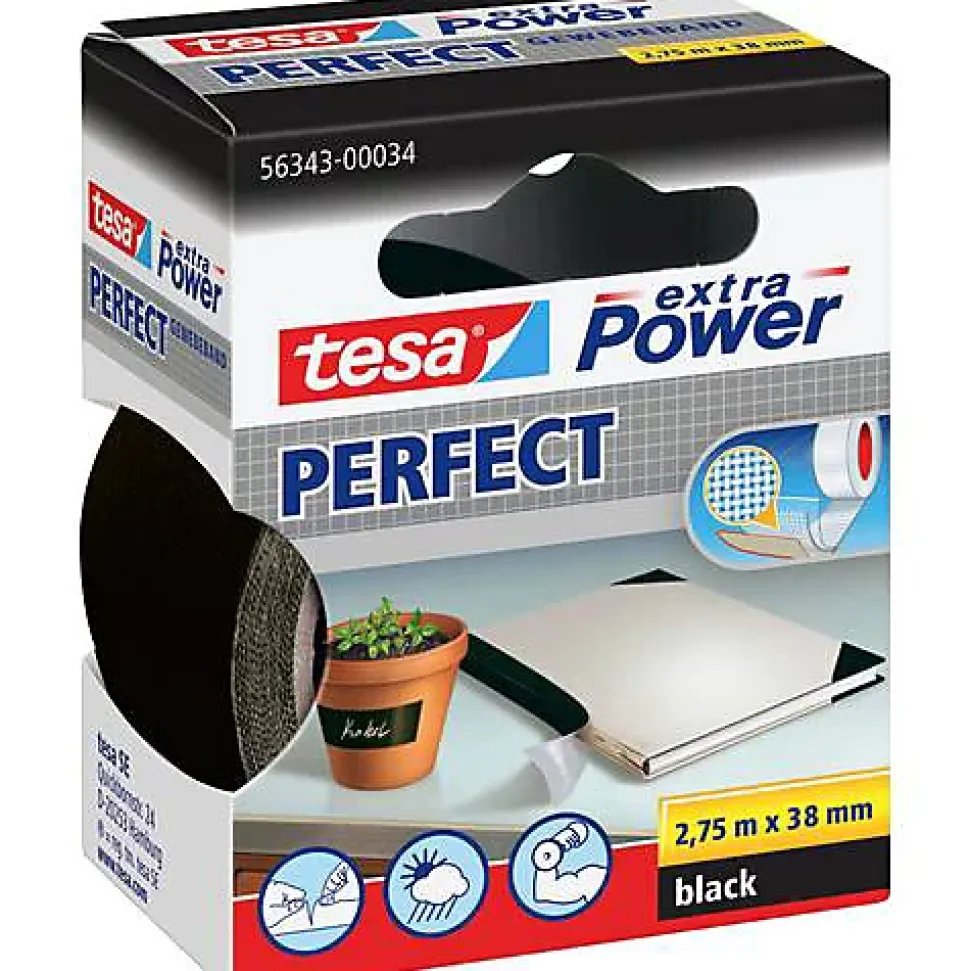 tesa Extra Power 56343-00034-02 Ruban adhésif toile9 noir 38 mm x 2,75 m