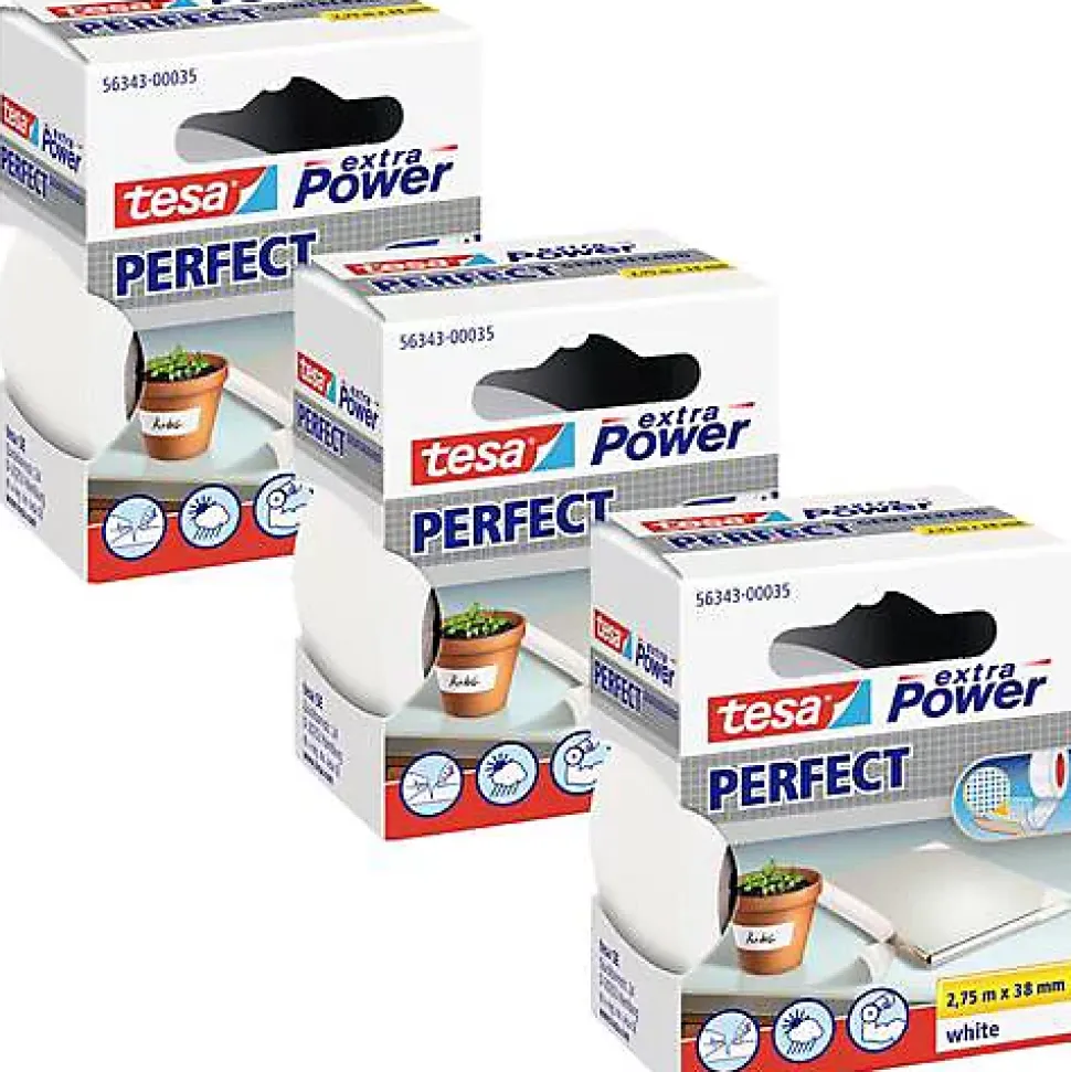 tesa EXTRA POWER PERFECT 56343-00501-04 ruban adhésif toile blanc 3x 2,75 m x 38 mm