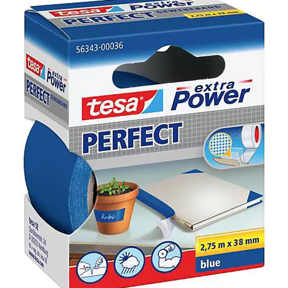 tesa Extra Power Ruban adhésif toile9 bleu 38 mm x 2,75 m - 56343-00036-03