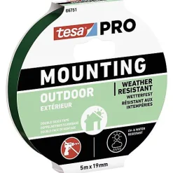 tesa Mounting PRO Outdoor 66751-00001-00 Ruban de montage double-face transparent 5 m x 19 mm
