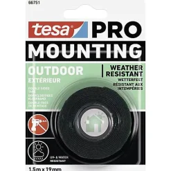 tesa Mounting PRO Outdoor 66751-00000-00 Ruban de montage transparent 1,5 m x 19 mm