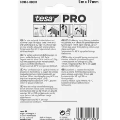 tesa Mounting PRO Transparent 66965-00001-00 - Ruban de montage transparent 5 m x 19 mm