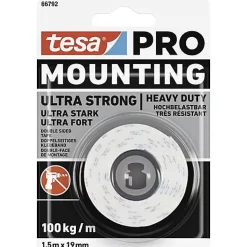 tesa Mounting PRO Ultra Strong 66792-00000-00 Ruban de montage double-face blanc 1,5 m x 19 mm