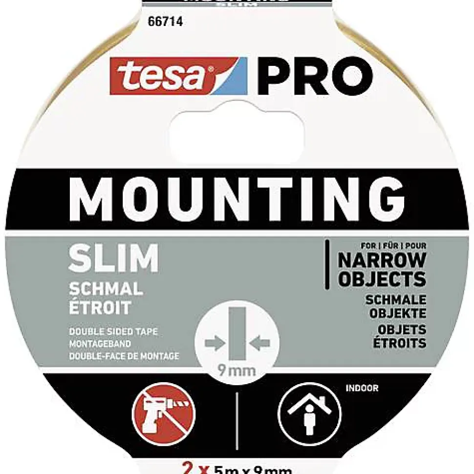 tesa PRO Mounting ruban de montage étroit 10 m x 9 mm blanc