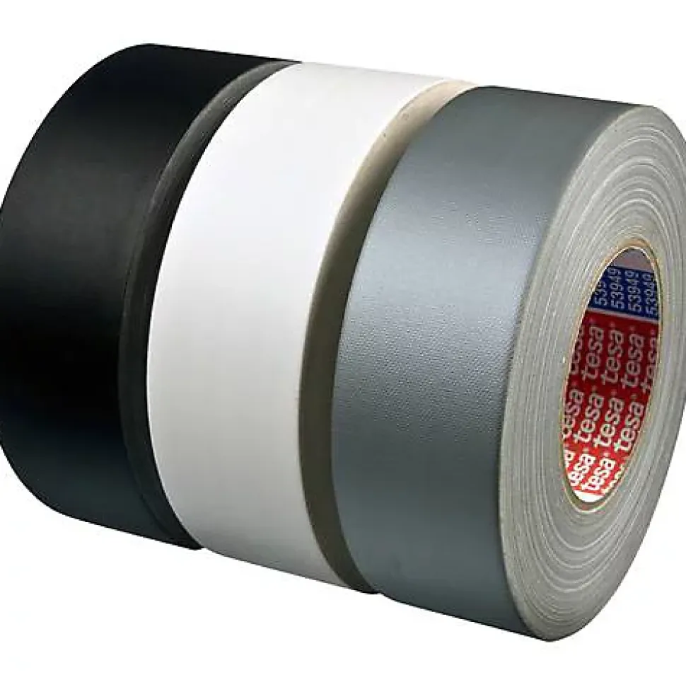 tesa Professional 53949 ruban adhésif toile9 argent 50 m x 50 mm, non réfléchissant, caoutchouc naturel