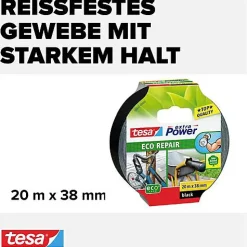tesa Ruban adhésif toile9 Extra Power 56432 noir 20 m x 38 mm