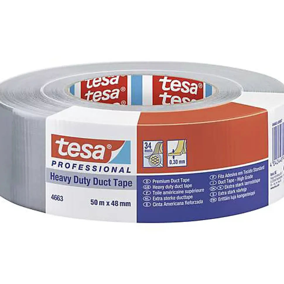 tesa STRONG 04663-00007-02 Ruban adhésif toile9 48 mm x 50 m argent