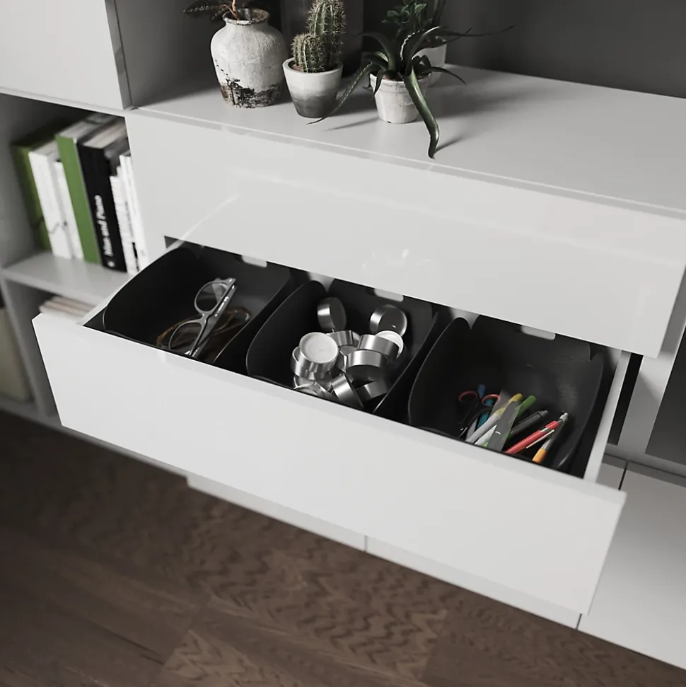 Tiroir blanc brillant GoodHome Atomia H. 18,5 x L. 74,4 x P. 30 cm vendu par 2
