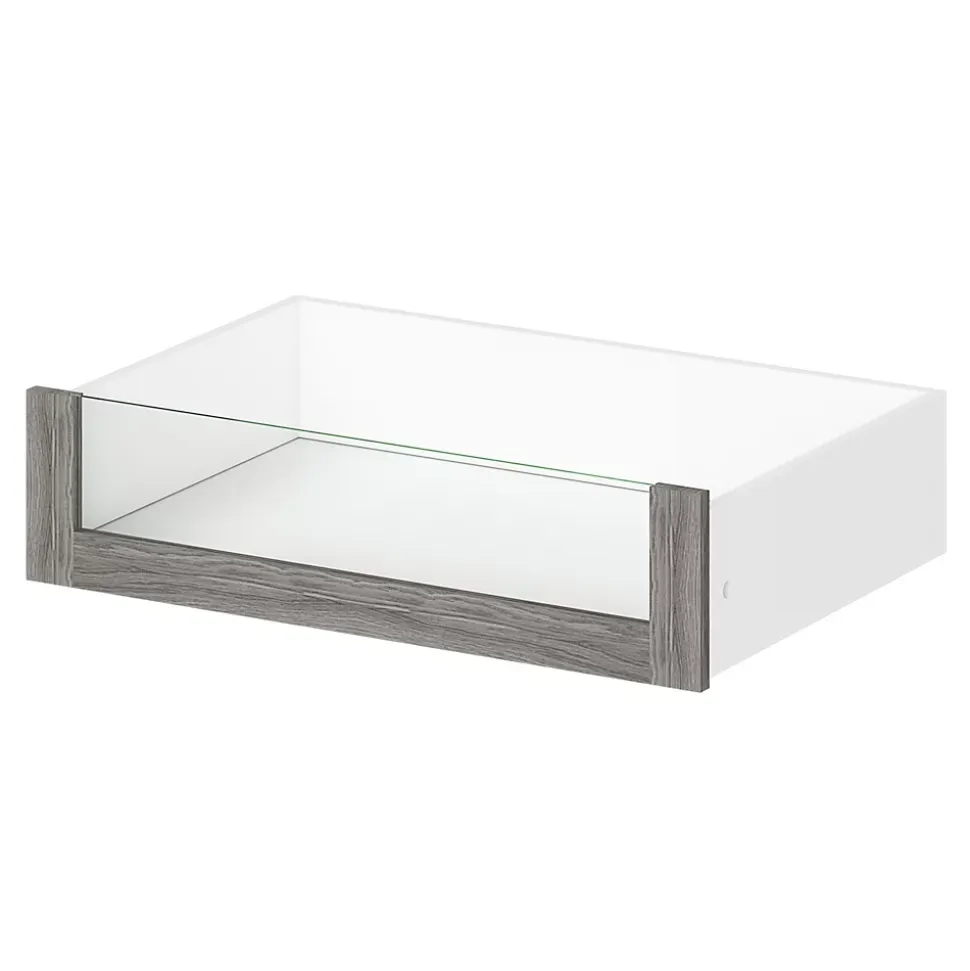 Tiroir intérieur avec façade verre chêne grisé Atomia L. 75 cm x P. 45 cm GoodHome