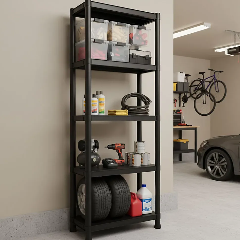Titan S - Étagère modulaire 5 niveaux 60x30xH180 cm en résine noire