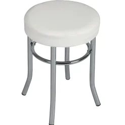 TODARO - Tabouret Acier Chromé et Simili Blanc