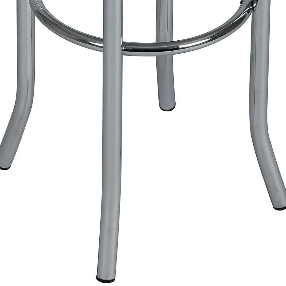 TODARO - Tabouret Acier Chromé et Simili Blanc