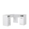 TOLEDE Bureau dangle 1 porte 4 tiroirs - Decor papier blanc - L 125 x P 125 x H 75 cm