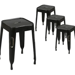 TOLGA - Lot de 4 Tabourets Noirs