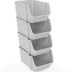 Tour de rangement 4 casiers empilables blanc