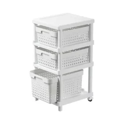 Tour de rangement 3 paniers avec roulettes