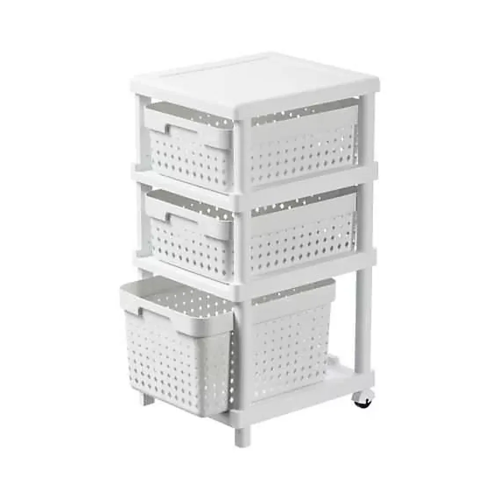 Tour de rangement 3 paniers avec roulettes