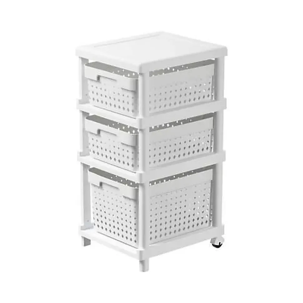 Tour de rangement 3 paniers avec roulettes