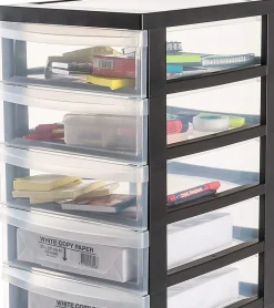 Tour de rangement plastique sur roulettes A4, 10 Petits Tiroirs, Noir, DC-010, Iris Ohyama