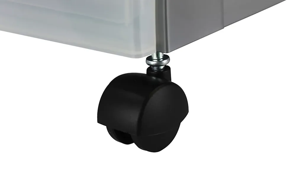 Tour de rangement plastique sur roulettes A4, 4 Grands Tiroirs, Argent, DC-304, Iris Ohyama