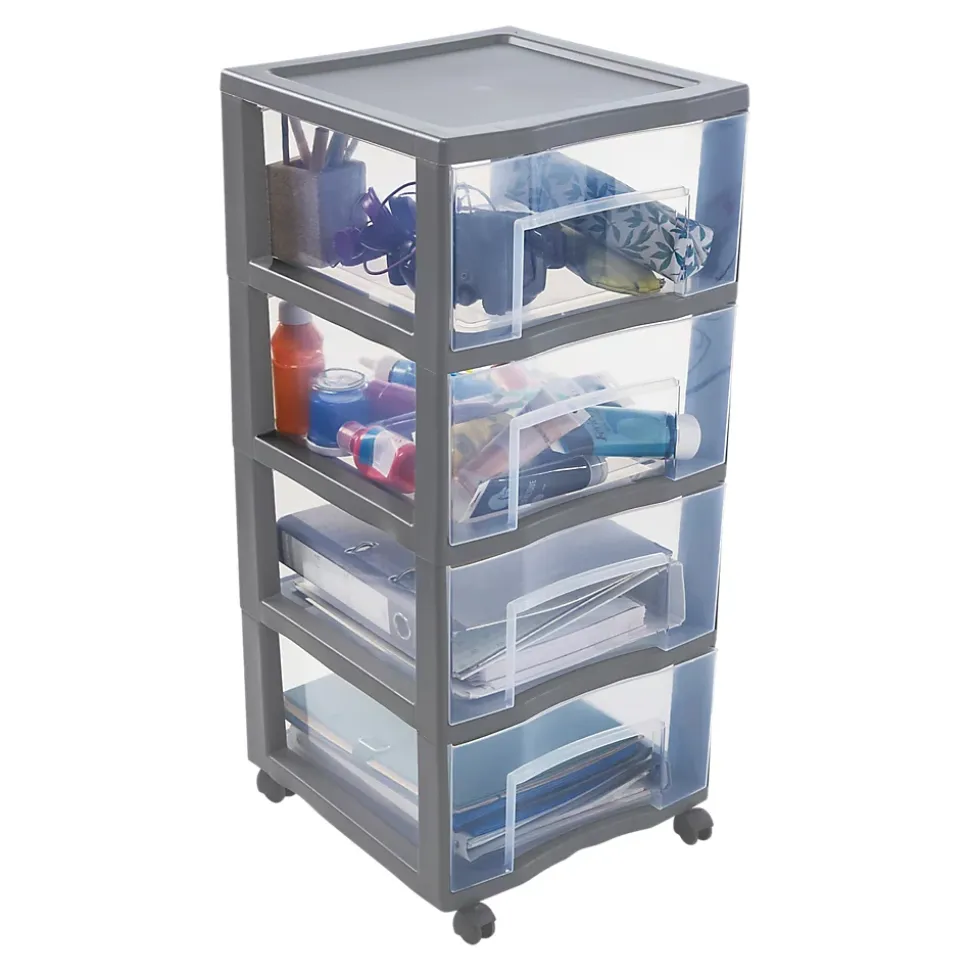 Tour en plastique 4 tiroirs Kontor gris H. 83,5 x L. 37 x P. 38 cm
