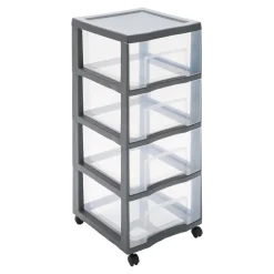 Tour en plastique 4 tiroirs Kontor gris H. 83,5 x L. 37 x P. 38 cm
