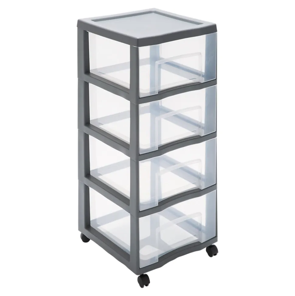 Tour en plastique 4 tiroirs Kontor gris H. 83,5 x L. 37 x P. 38 cm