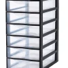 Tour en plastique 6 tiroirs Orgamix noir H. 50 x L. 26 x P. 36,5 cm